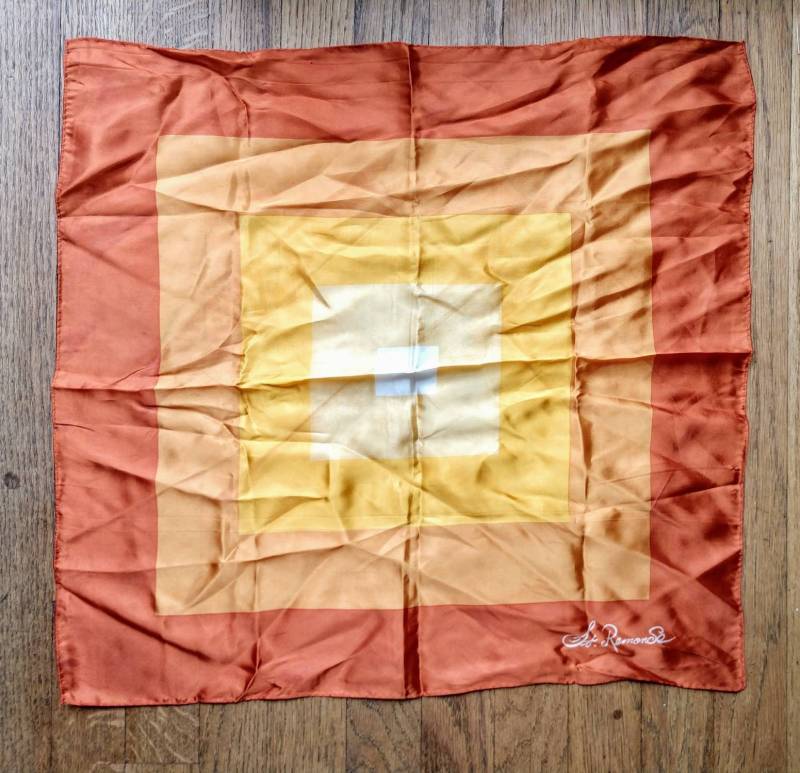 st. Remonde Seidenschal Orange Quadrate Modern Midcentury Grafik 22" Carre Graphisch Geometrisch von wildlilymercantile