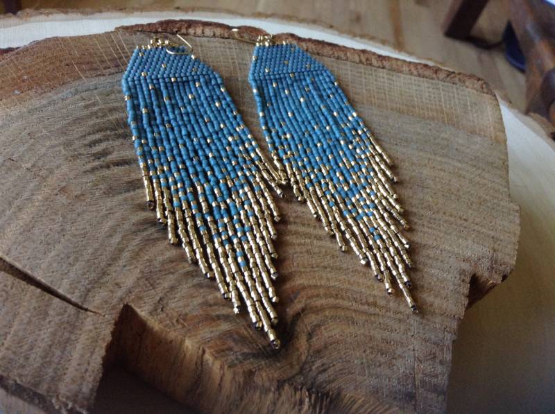 Matte Blau & Gold Fleck Ohrringe - Auf Bestellung Gemacht Matte Blau & Gold Fleck Ohrringe - Auf Bestellung Gemacht von wildmintjewelry