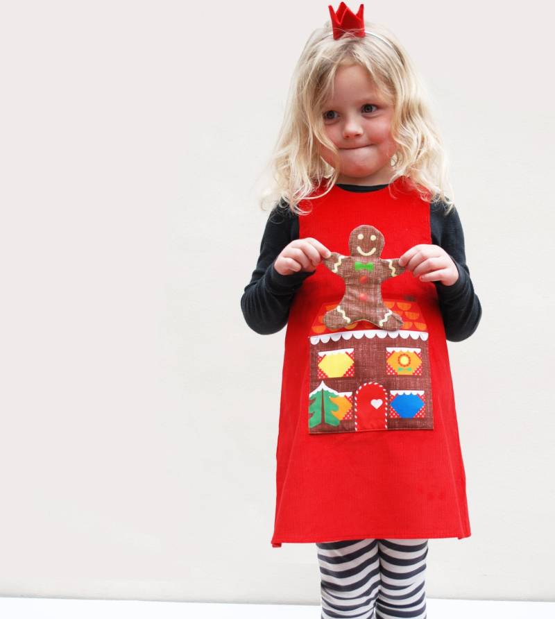 Lebkuchen Mann Mädchen Rot Weihnachtskleid von wildthingsdresses