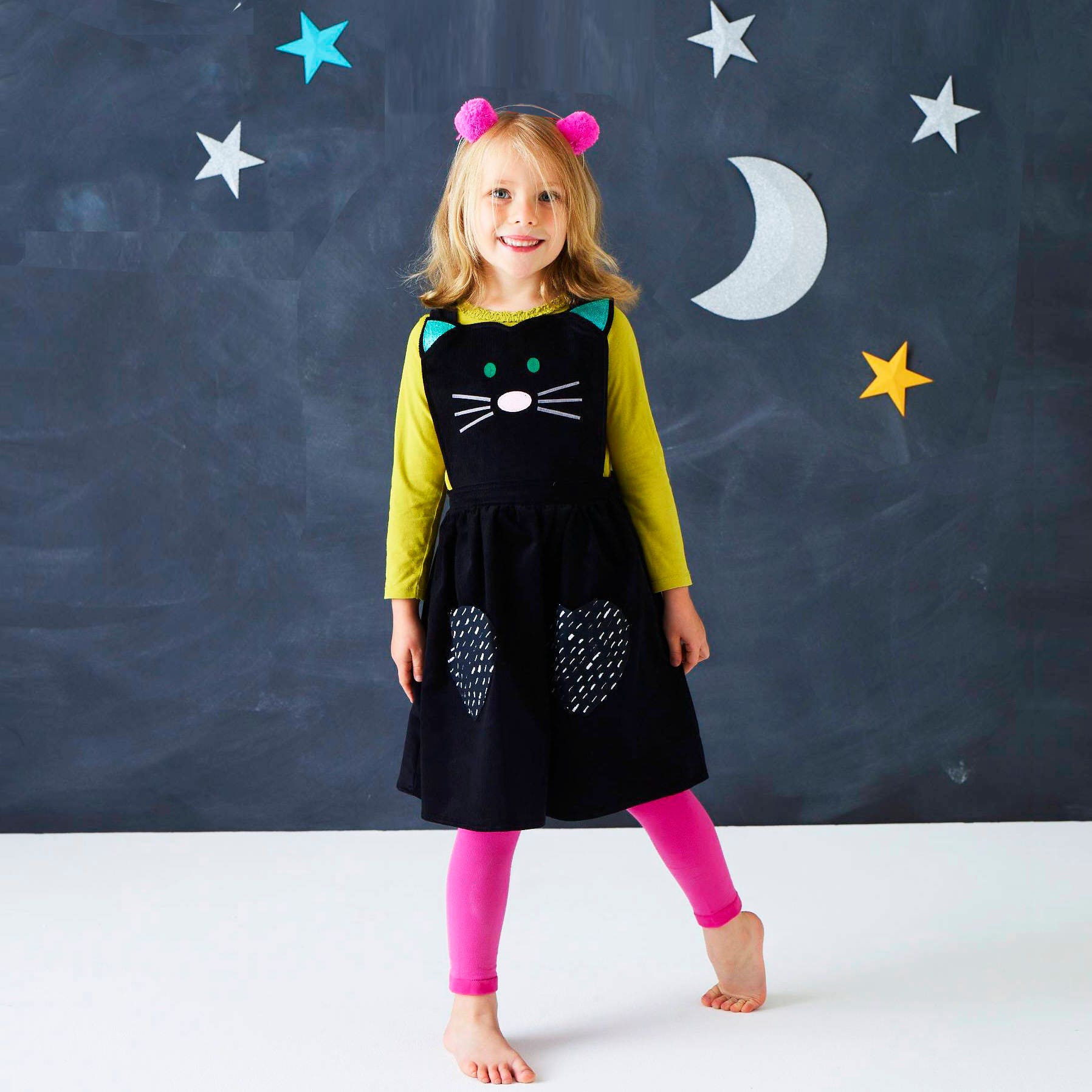 Mädchen Katzen Trägerkleid Mit Glitzer Ohren Mädchen Katzen Trägerkleid Mit Glitzer Ohren von wildthingsdresses