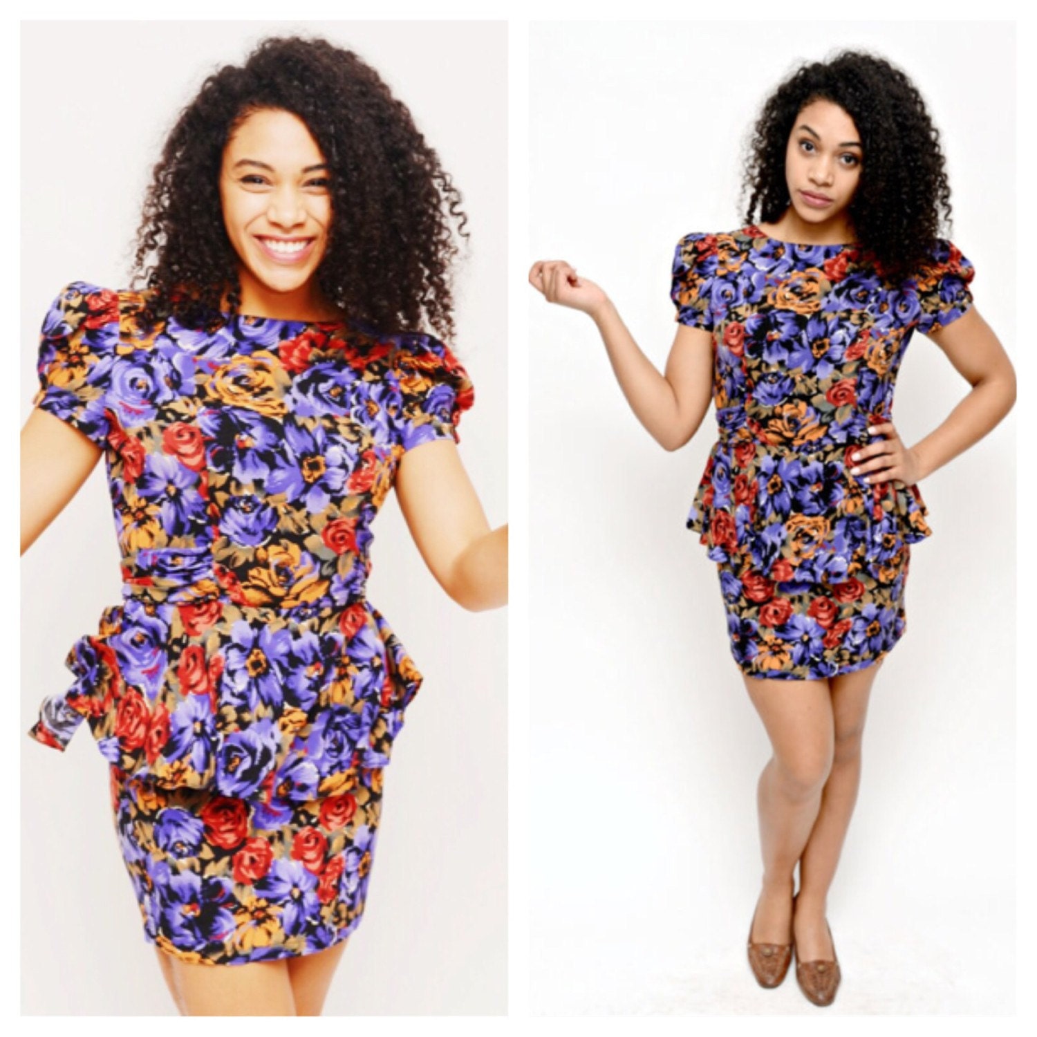 90Er Jahre Blumen Lila Kleid - M, 6, Hipster, Schößchen, Sommer Festival von wildthingvintage