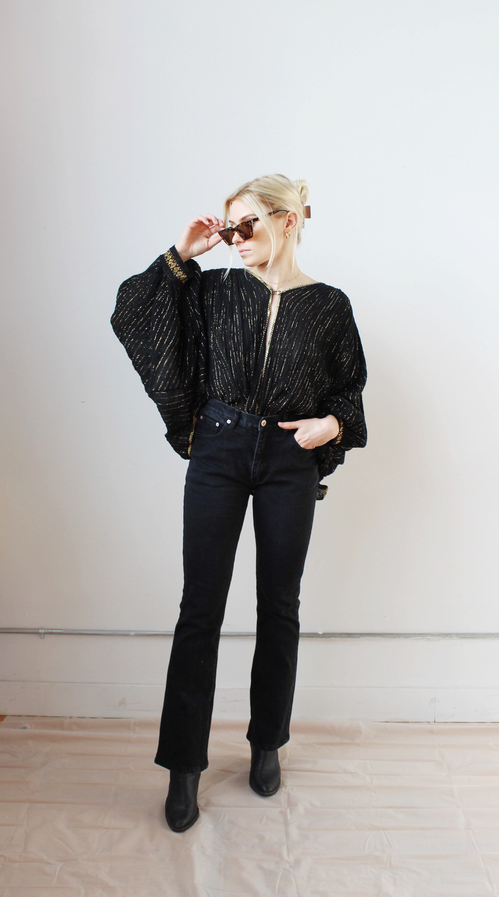 90Er Jahre Schwarze Bootcut Jeans - 28, Stone Jeans, Vintage Mid Rise Denim 6 von wildthingvintage