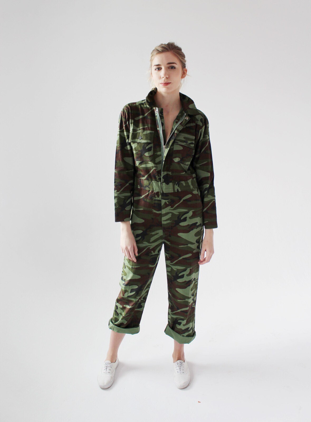 Camo Jumpsuit Coveralls - M, Vintage Camouflage Deadstock, Weltberühmt, Strampelanzug M von wildthingvintage