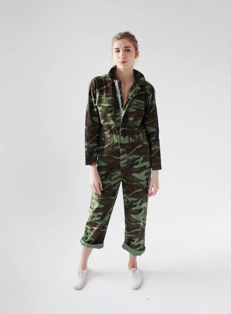 Camo Jumpsuit Coveralls - M, Vintage Camouflage Deadstock, Weltberühmt, Strampelanzug M von wildthingvintage