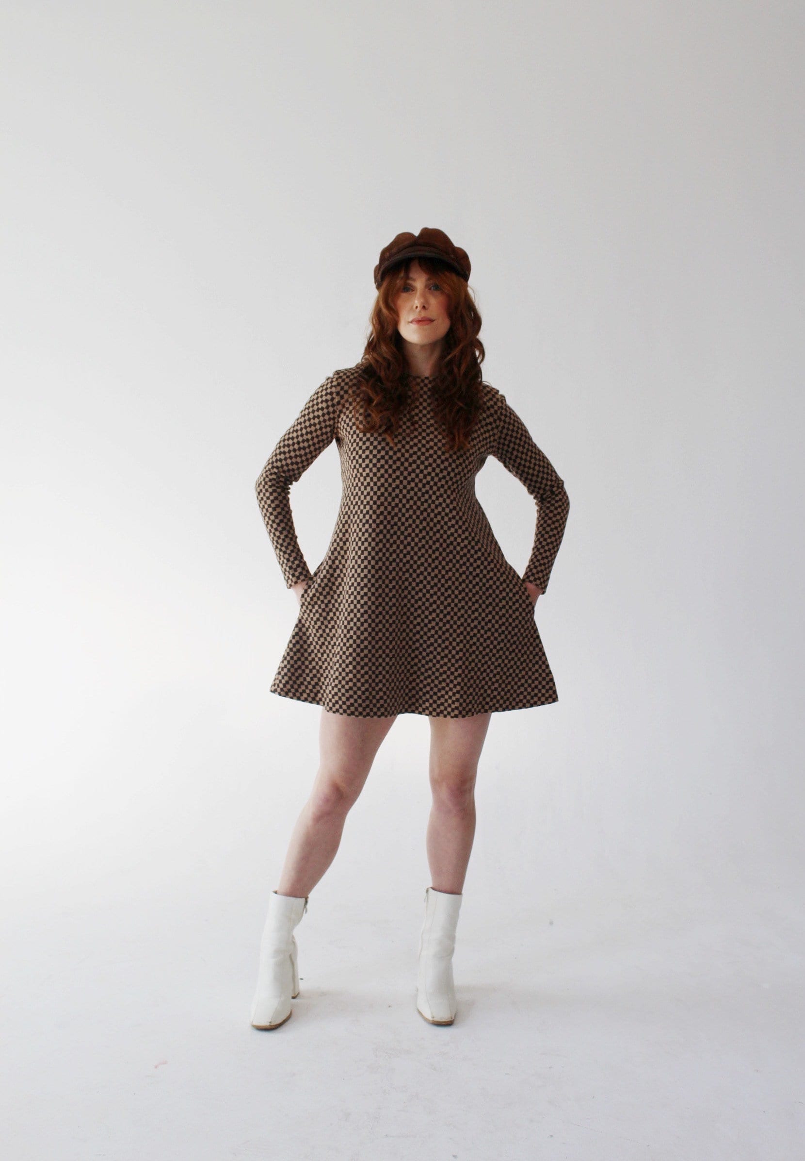 Rudi Gernreich Dress - 1960Er Jahre Mod Groovy Checkerboard Mini Rare Museum Qualität Medium Harmon Strickwaren K von wildthingvintage