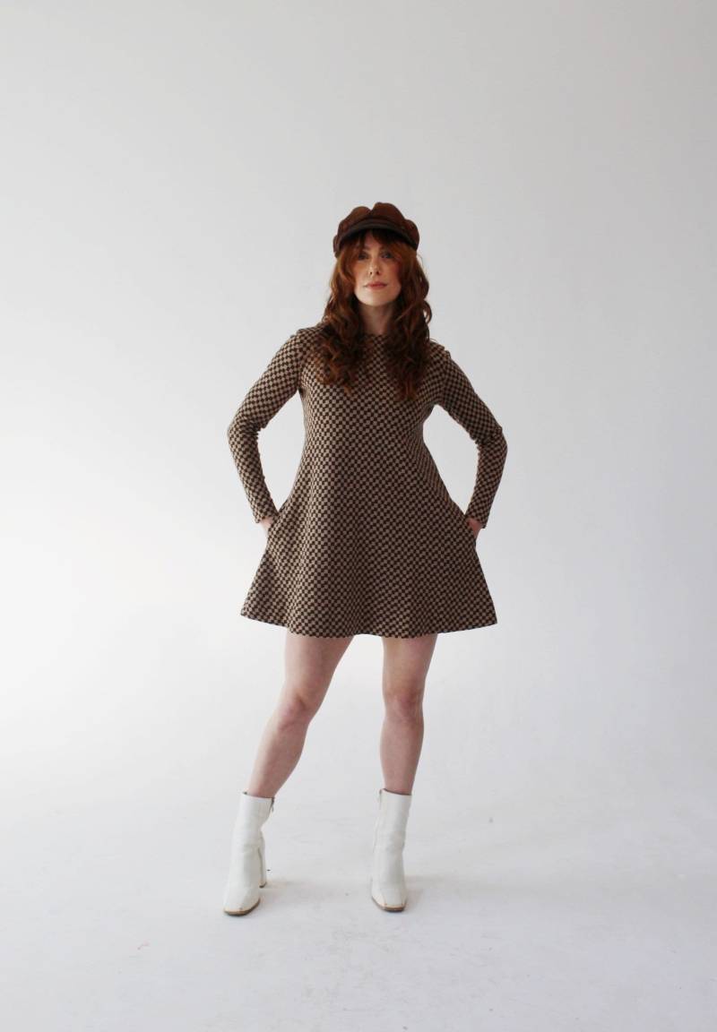 Rudi Gernreich Dress - 1960Er Jahre Mod Groovy Checkerboard Mini Rare Museum Qualität Medium Harmon Strickwaren K von wildthingvintage
