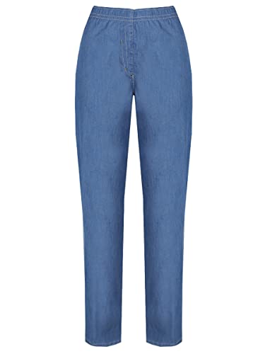 willE Bequeme leichte Jeans Damen, Schlupfhose mit Gummizug, blau, Größe 48 von willE