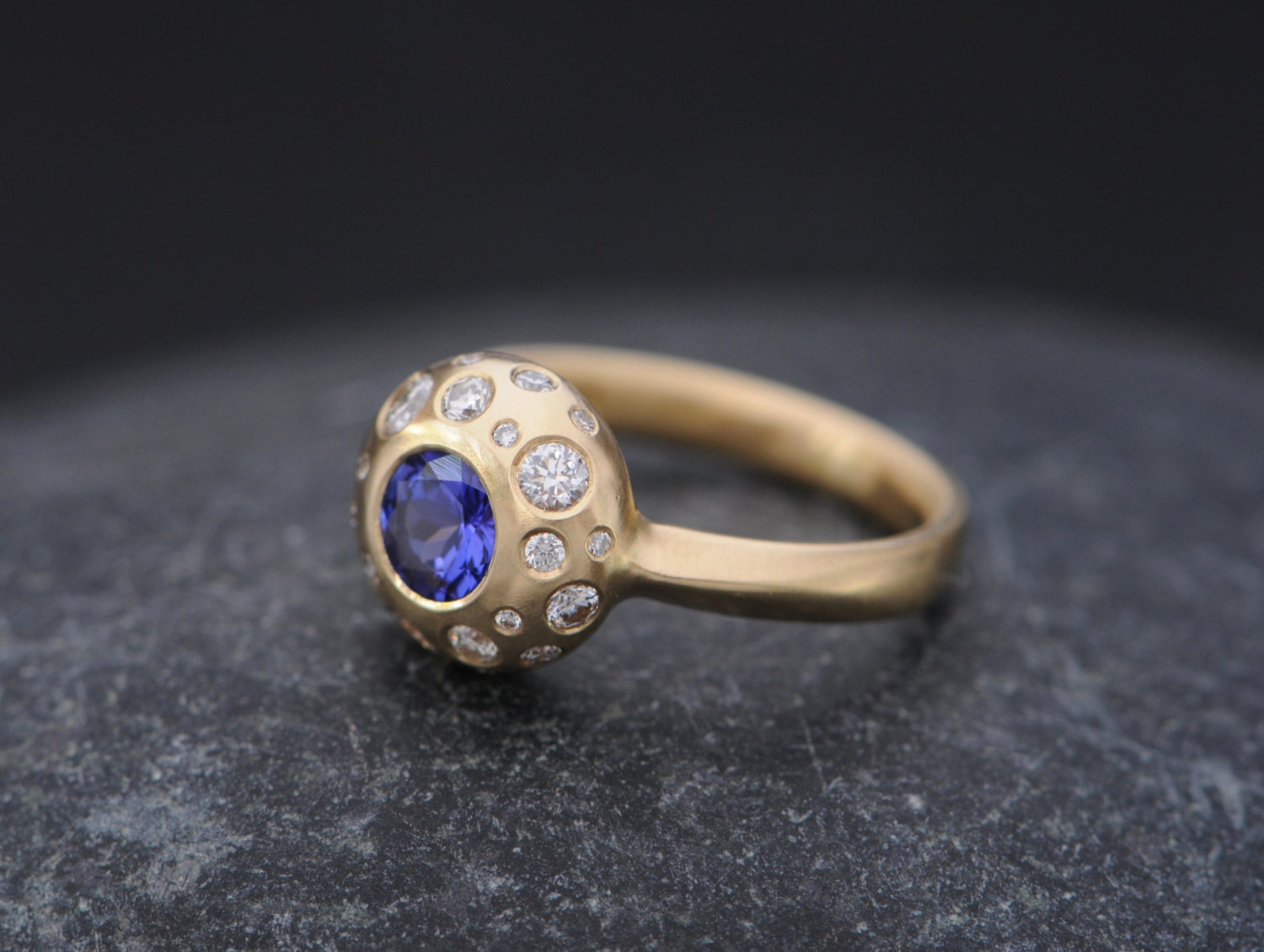 18K Gold Verlobungsring Tansanit Und Diamant Ring in Blau Edelstein Handgemacht Auf Bestellung Kostenloser Versand von williamwhite