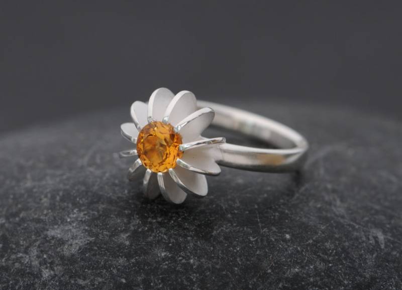 Citrin Ring Seeigel Design in Silber, Geschenk Für Sie von williamwhite