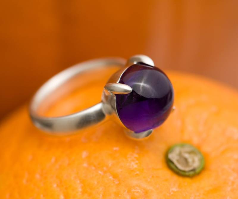 Purple Amethyst Ring-Big Cabochon Ring-Purple Statement Ring-Handmade To Order-Free Shipping von williamwhite