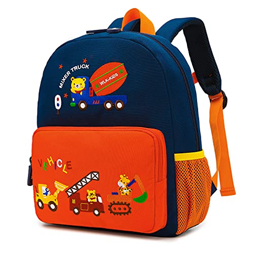 willikiva Auto Dinosaurier Kleinkind Kinder Rucksack für Jungen und Mädchen Kinder Wasserdichte Vorschule Tasche (OrangeVerkehrsparadies) von willikiva