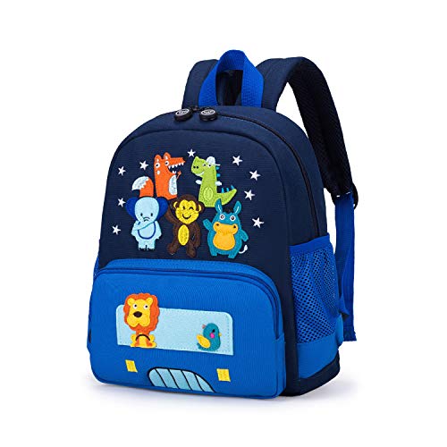 willikiva Netter Zoo Little 3d Rucksack Kinder Rucksack für Jungen und Mädchen Kleinkind Rucksack Wasserdichte Vorschule(Blau Zoo) von willikiva