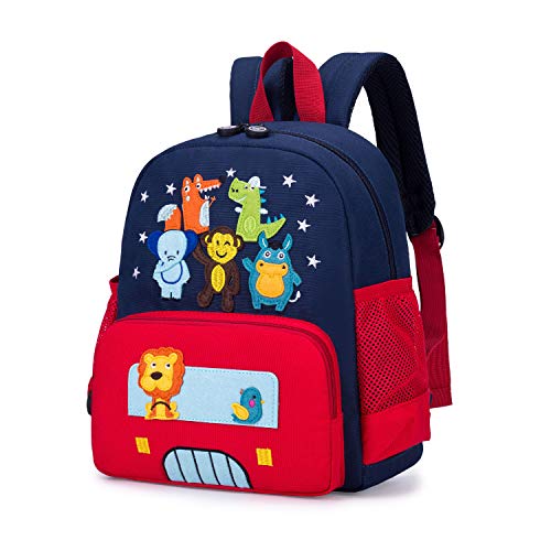 willikiva Netter Zoo Little 3d Rucksack Kinder Rucksack für Jungen und Mädchen Kleinkind Rucksack Wasserdichte Vorschule(Rot Zoo) von willikiva