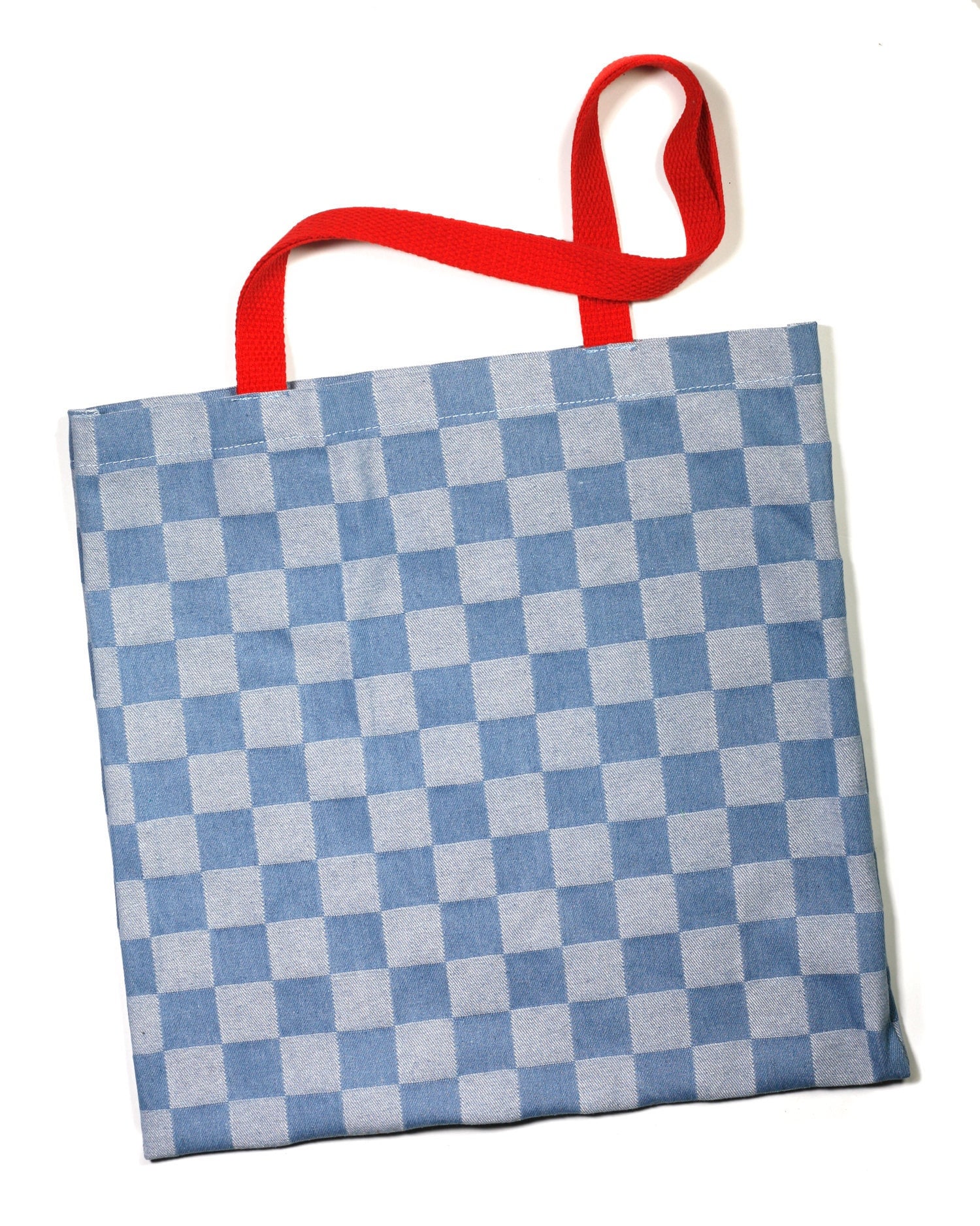 Einkaufstasche Check You Laterne Blaue Denim Schachbrett Tasche Einkaufstasche Check You Laterne Blaue Denim Schachbrett Tasche von willowship