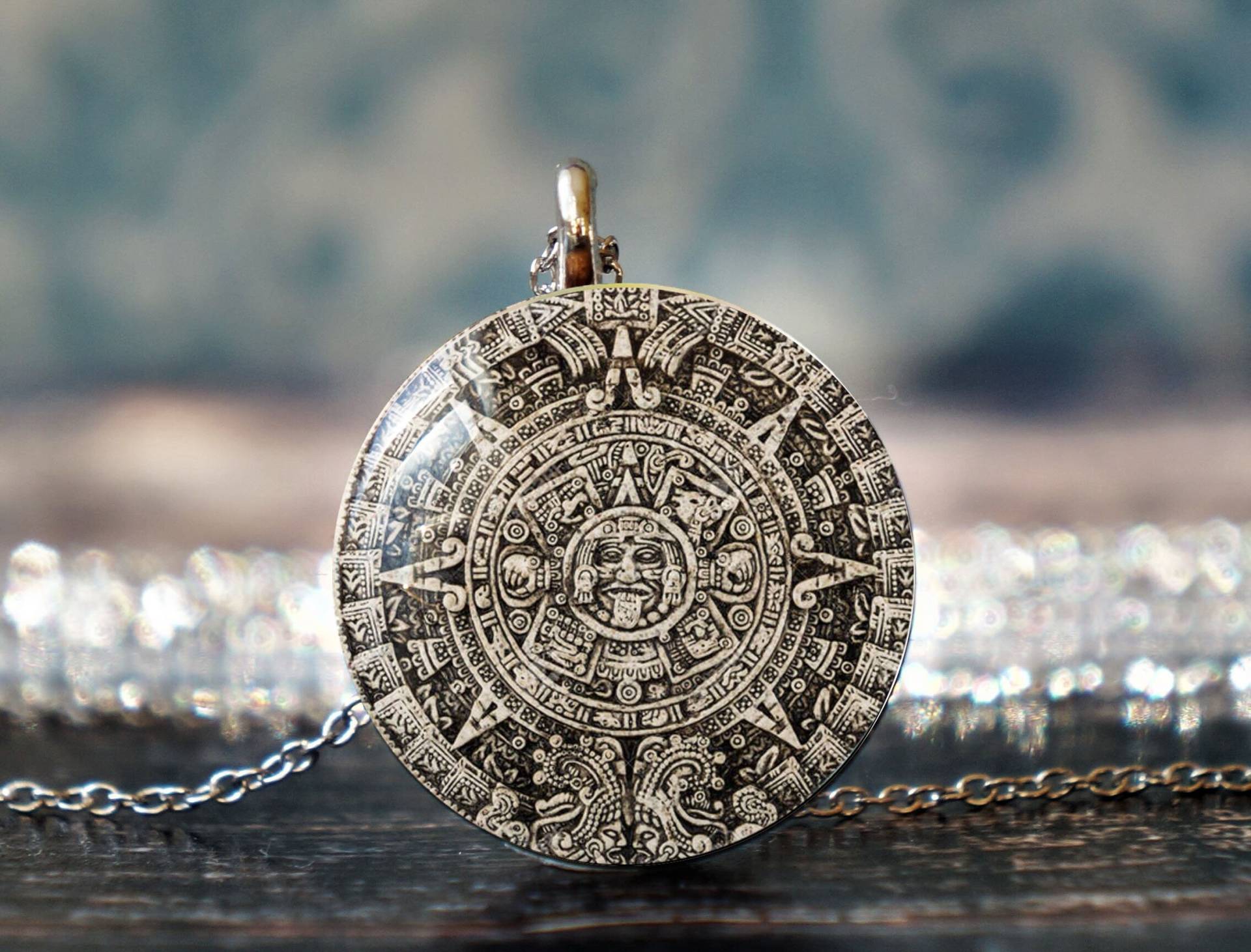 Maya Kalender , Azteken Halskette Spirituelle Schmuck Anhänger Ethno von willowtail