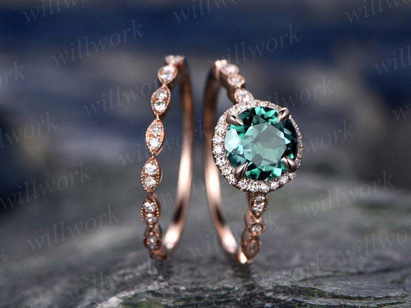 Nur Der Smaragd Verlobungsring Ring Gold Brautring Handarbeit Diamant Ehering Stapelring Rundschliff Geburtsstein von willwork