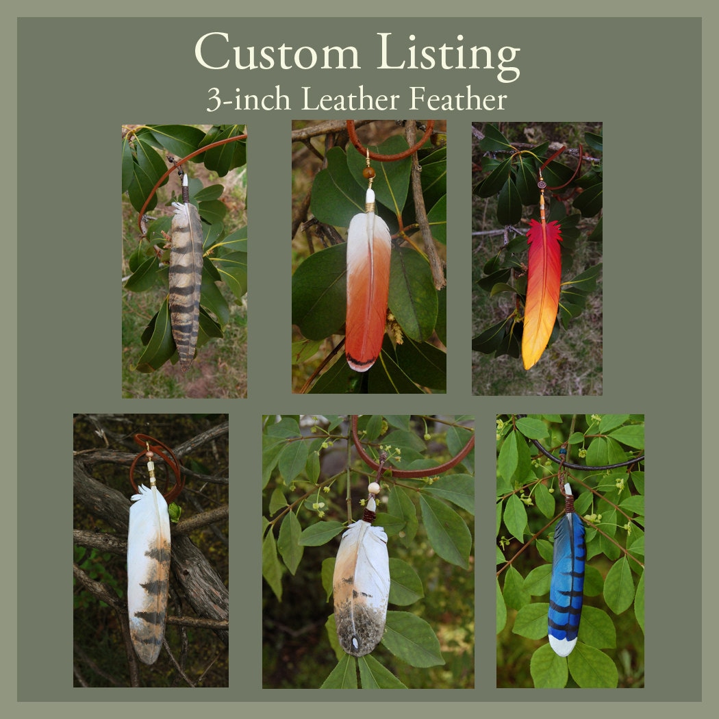 Custom - 3-Zoll-Leder-Feder-Anhänger Vogelfeder-Halskette Custom - 3-Zoll-Leder-Feder-Anhänger Vogelfeder-Halskette von windfalcon