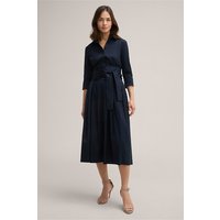Baumwollstretch-Hemdblusen-Kleid in Midi-Länge in Navy von windsor.