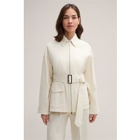 Baumwolltwill-Fieldjacket mit Gürtel in Offwhite Baumwolltwill-Fieldjacket mit Gürtel in Offwhite von windsor.