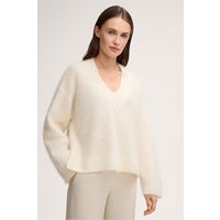 Brushed-Cashmere-Pullover mit V-Kragen in Ecru von windsor.