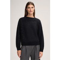 Brushed-Cashmere-Rundhals-Pullover in Schwarz von windsor.