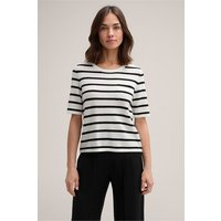 Cashmere-T-Shirt in Schwarz-Ecru gestreift Cashmere-T-Shirt in Schwarz-Ecru gestreift von windsor.