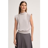 Doubleface-Interlock-Stehkragen-Top in Steingrau von windsor.
