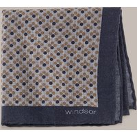 Einstecktuch aus Schurwolle in Beige-Blau gemustert von windsor.