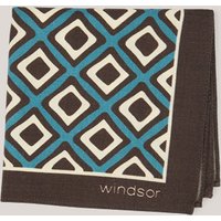 Einstecktuch aus Schurwolle in Blau-Beige gemustert von windsor.