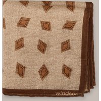 Einstecktuch aus Wolle in Beige-Braun gemustert von windsor.