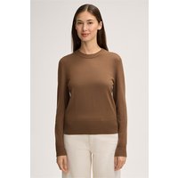 Merino-Feinstrick-Rundhals-Pullover in Braun von windsor.