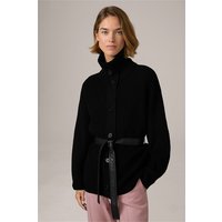 Merino-Strick-Cardigan mit Gürtel in Schwarz von windsor.