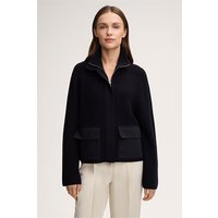 Merino-Strick-Zipp-Cardigan mit Stehkragen in Navy von windsor.