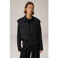 Nadelstreifen-Flanell-Kurz-Weste in Anthrazit von windsor.