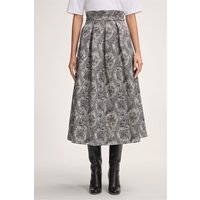 Paisley-Print-Midi-Rock mit Gürtel in Schwarz-Ecru von windsor.