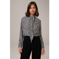 Print-Schluppen-Bluse aus Viskose und Seide in Schwarz-Ecru gemustert von windsor.