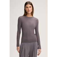 Schurwoll-Seidenmix-Ripp-Strick-Longsleeve in Grau von windsor.