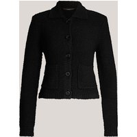 Schurwollmix-Tweed-Cardigan mit Hemdkragen in Schwarz von windsor.