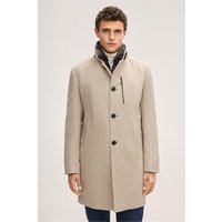 Stehkragen-Mantel Rivano mit Cashmere und Lammfellkragen in Beige von windsor.