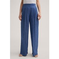 Viskose-Seidenmix-Marlene-Hose in Blau gestreift von windsor.