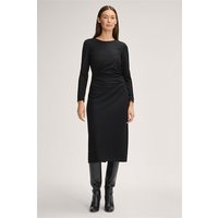 Wolljersey-Langarm-Drapé-Kleid in Schwarz von windsor.