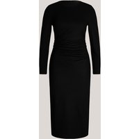 Wolljersey-Langarm-Drapé-Kleid in Schwarz von windsor.