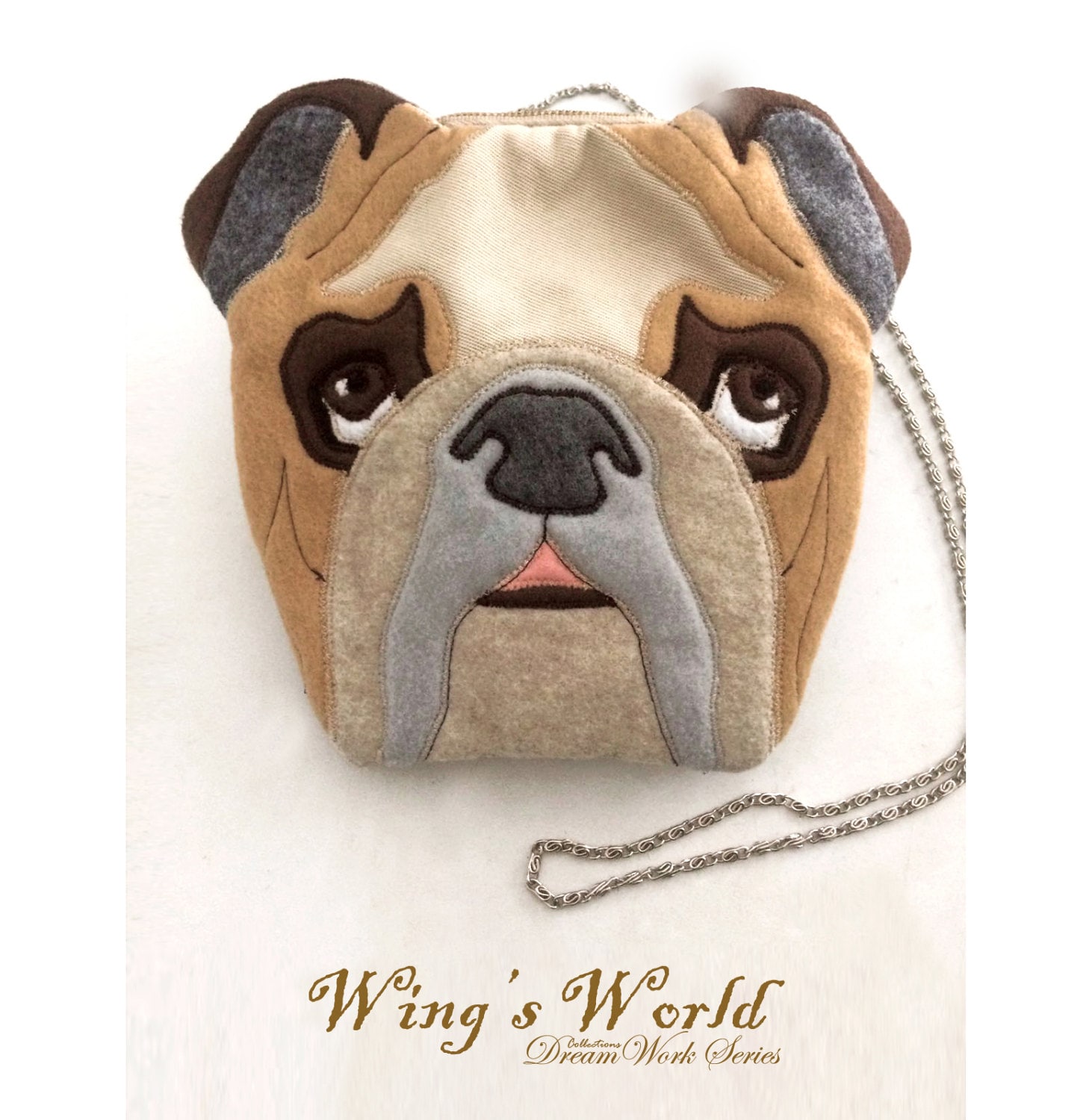 Bulldogge Cabrio-Tasche, Crossbody-Tasche & Kosmetiktasche, Filz-Hundehandytasche, Two Ways Bag, Mixed Material Hundeformtasche, Hundeliebhaber von wingsworldlife