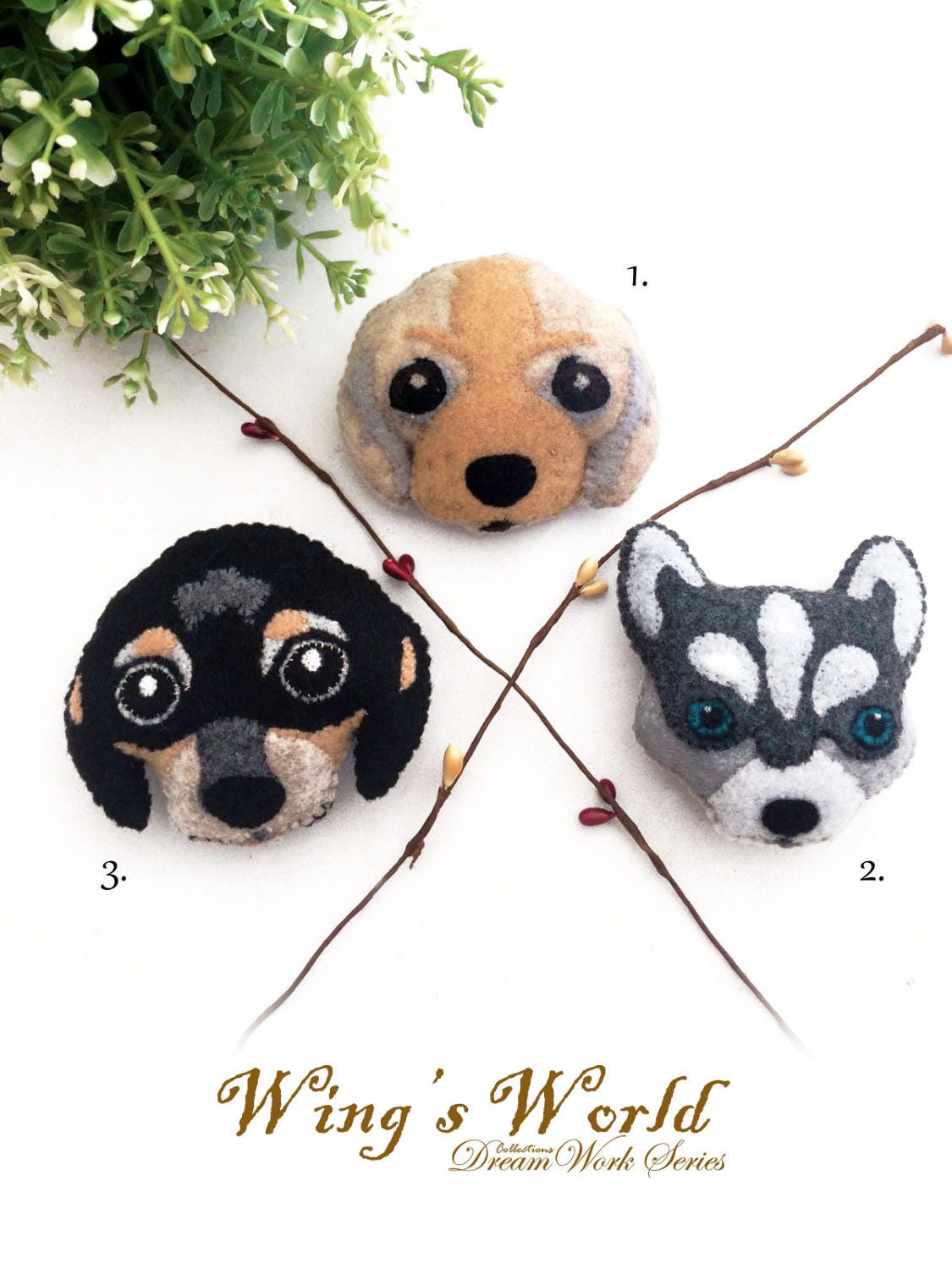 Filz Hund Dekoration Brosche, Schlüsselanhänger. Cocker Spaniel, Siberian Husky Und Dackel Accessoire Für Hundeliebhaber, Hundegeschenke, Filztiere von wingsworldlife