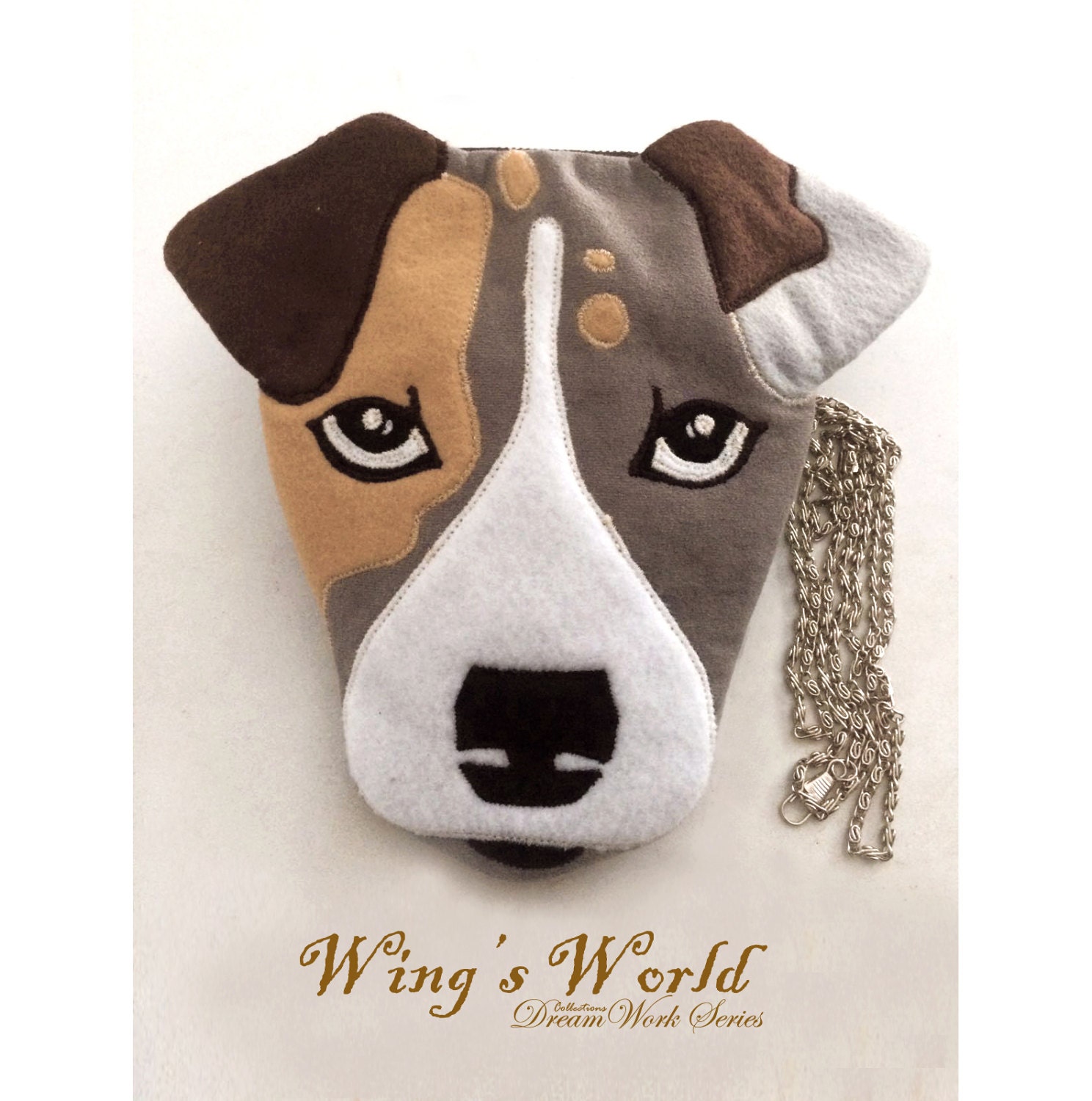 Jack Russell Terrier Wandelbare Tasche, Crossbody-Tasche & Kosmetiktasche, Filzhundehandytasche, Two Ways Bag, Hundeformtasche von wingsworldlife