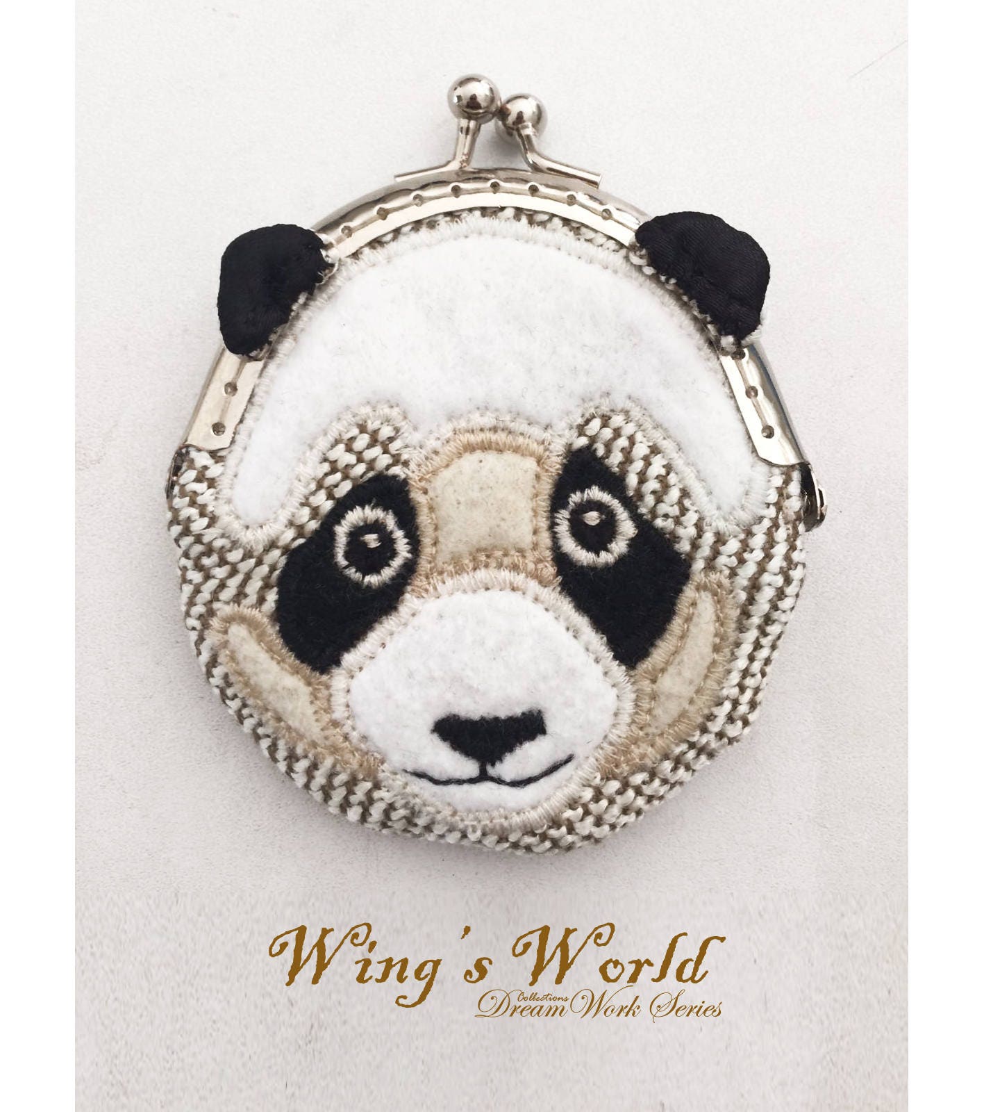 Panda Geldbörse, Hunde Filz Metallrahmen Kisslock Geldbörse Mit Snap, Organizer von wingsworldlife