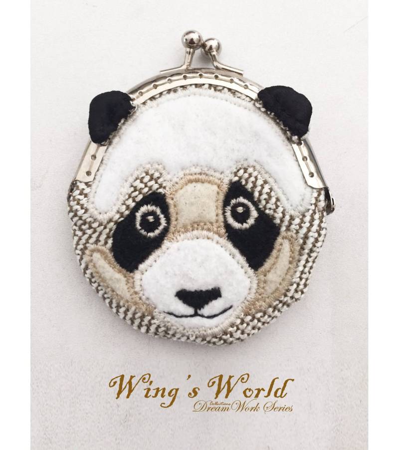 Panda Geldbörse, Hunde Filz Metallrahmen Kisslock Geldbörse Mit Snap, Organizer Panda Geldbörse, Hunde Filz Metallrahmen Kisslock Geldbörse Mit Snap, Organizer von wingsworldlife