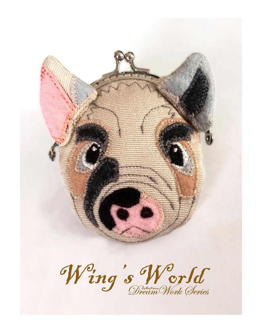 Schweine Geldbörse, Filz Schweinchen Metall Rahmen Kisslock Schweinekopf, Portemonnaie Mit Snap, Geldbörse Organizer von wingsworldlife