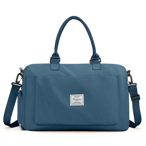 Sporttasche Damen,Handgepäck Tasche Weekender Schwimmtasche Wasserdicht Sport Gym Duffel Bag mit Nassfach & Schuhfach Reisetasche Tasche Blau von winspansy