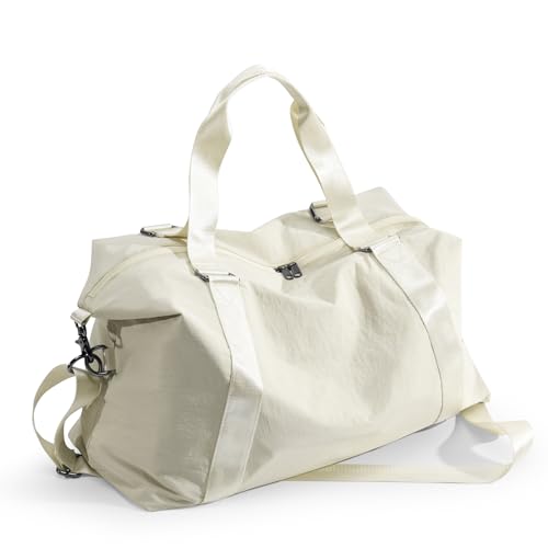 Reisetasche Damen,Handgepäck Tasche Nassfach Weekender Travel Duffle Wasserdicht Reise Tasche Carry on Bag Beige von winspansy